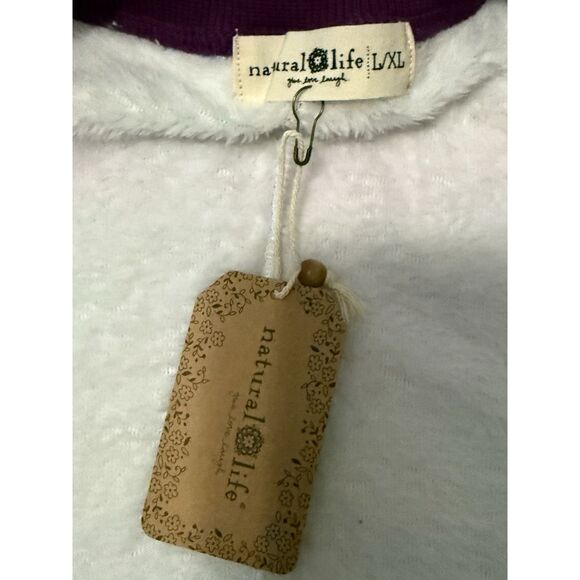 New Natural Life One Piece Pajamas L/XL Floral Boho Plush Fleece Jumpsuit Zip - Picture 13 of 15